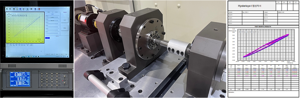Hysteresis torsion test rig with control console and test report